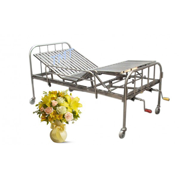  Giường y tế 2 tay quay inox